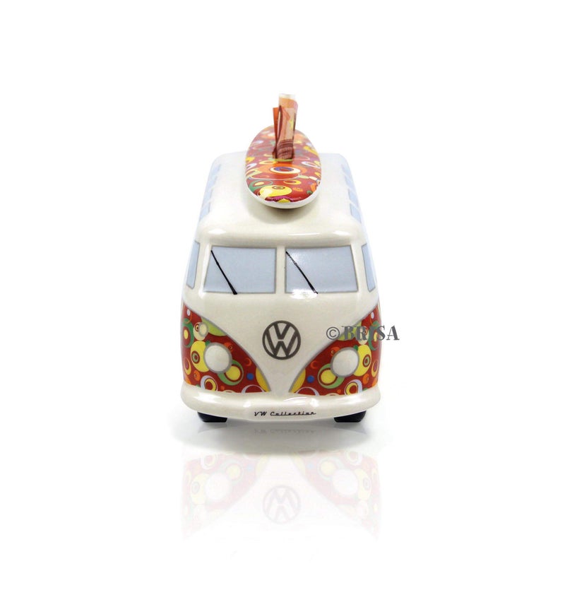 BRISA VW Collection - Volkswagen Savings Bank Piggy Bank Money Coin Box with Surfboard in T1 Bus Samba Design (Classic Bus/Red) - Image 4